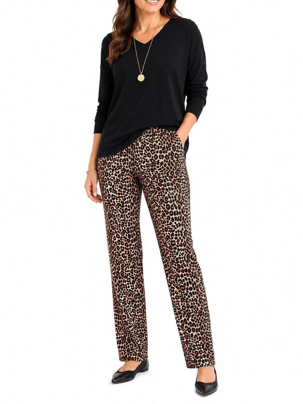 NWT Michael Michael Kors Leopard Print Ankle Pants XL Pull-On Animal Print